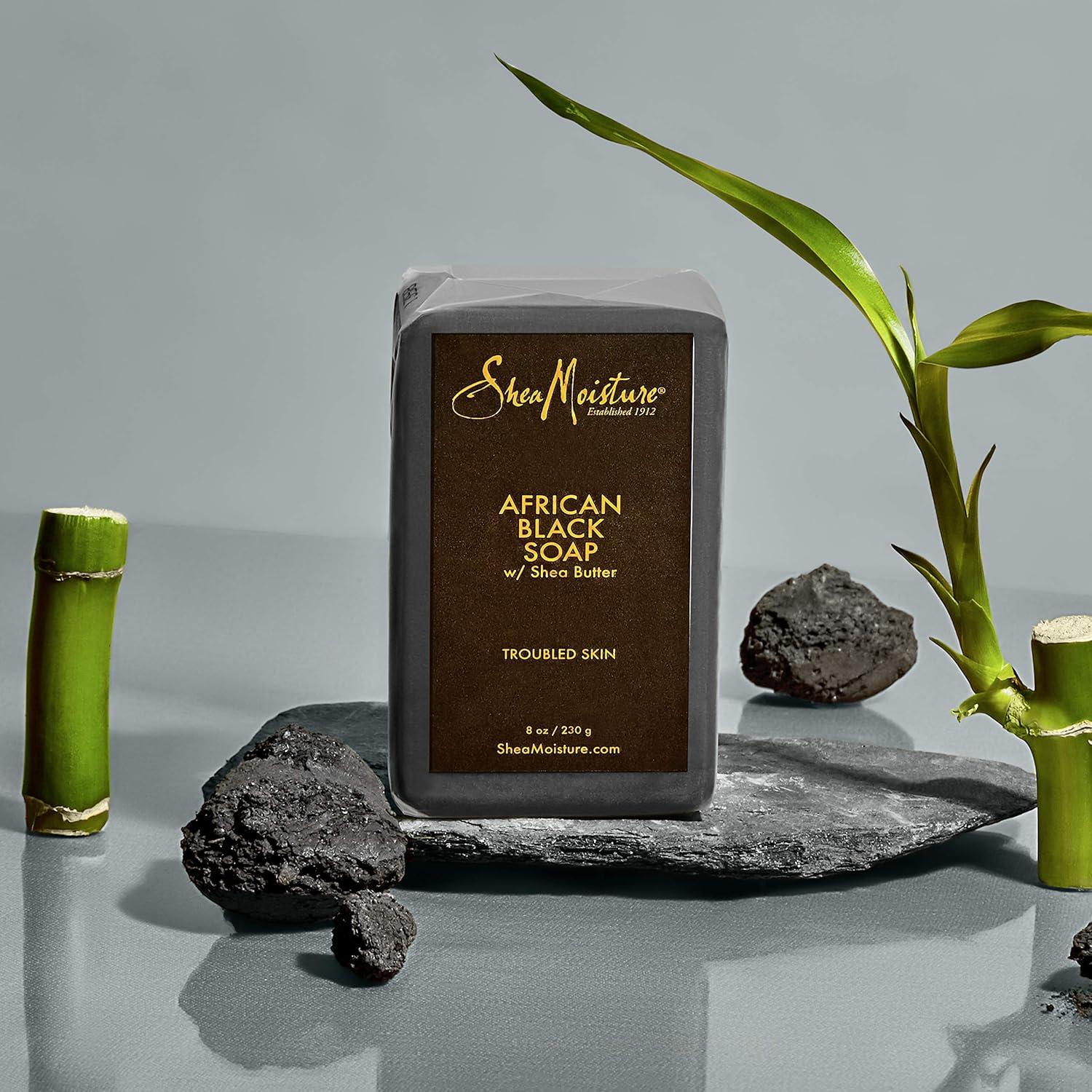 imageSheaMoisture Face and Body Bar for Oily BlemishProne Skin African Black Soap Paraben Free 35 oz 4 Count facial cleanser55 Ounce Pack of 4