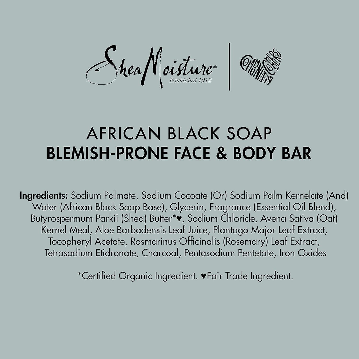 imageSheaMoisture Face and Body Bar for Oily BlemishProne Skin African Black Soap Paraben Free 35 oz 4 Count facial cleanser55 Ounce Pack of 4