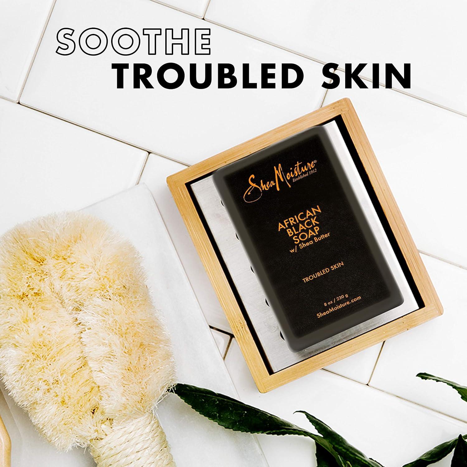 imageSheaMoisture Face and Body Bar for Oily BlemishProne Skin African Black Soap Paraben Free 35 oz 4 Count facial cleanser55 Ounce Pack of 4