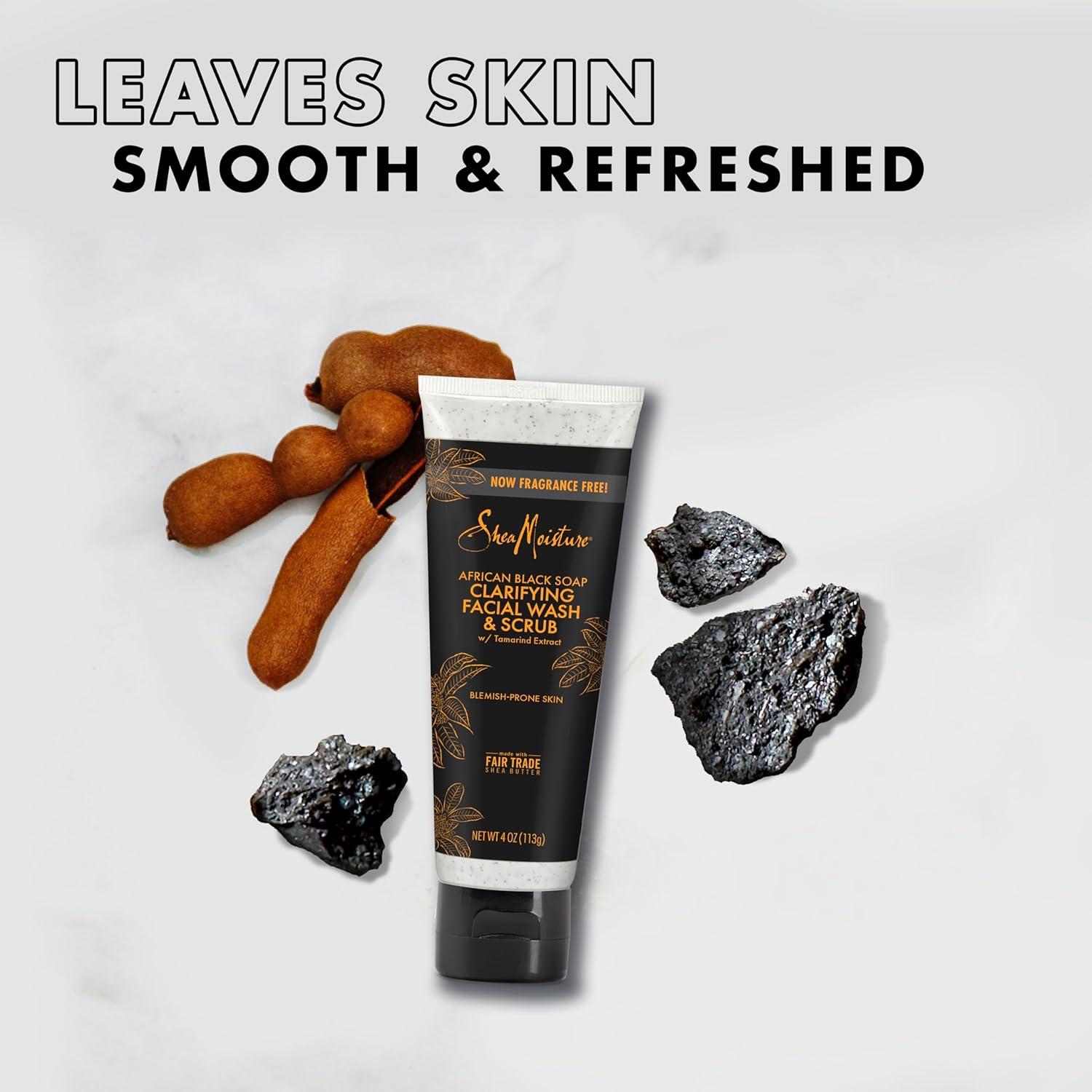 imageSheaMoisture Facial Wash and Scrub African Black Soap for Blemish Prone Skin to Clarify Skin 4 oz