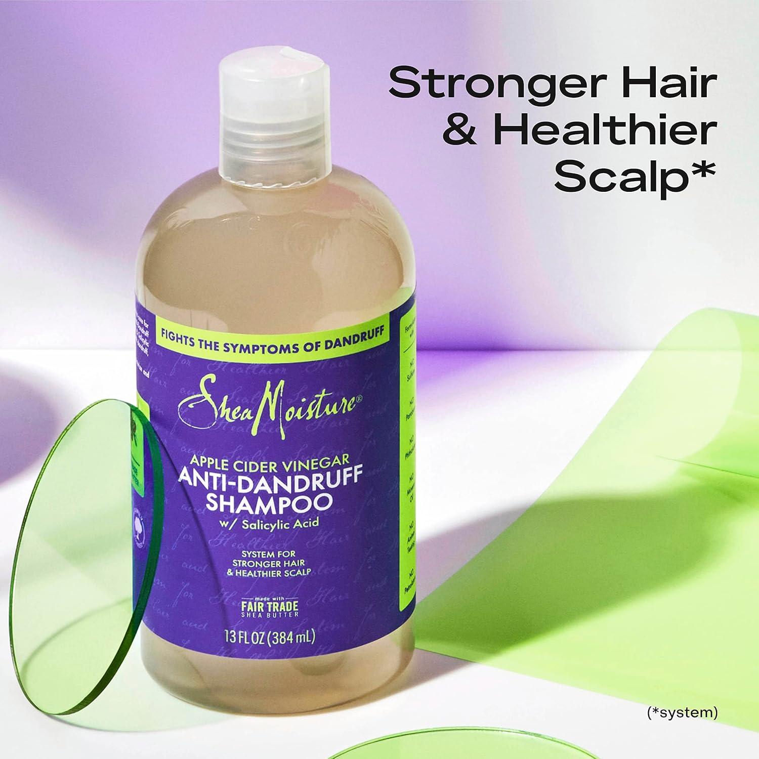 imageSheaMoisture Hair Care System AntiDandruff Shampoo For Stronger Hair ampamp Healthier Scalp Shampoo Formulated With Apple Cider Vinegar And Fair Trade Shea Butter 13oz