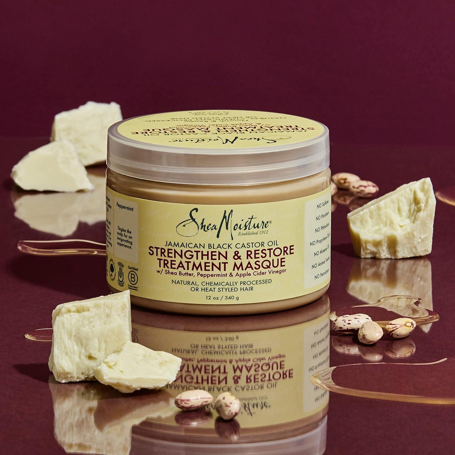 imageSheaMoisture Jamaican Black Castor Oil Treatment Masque Jamaican Black Castor Oil For Dry Hair Paraben Free Hair Mask 115 oz12 Ounce Pack of 1