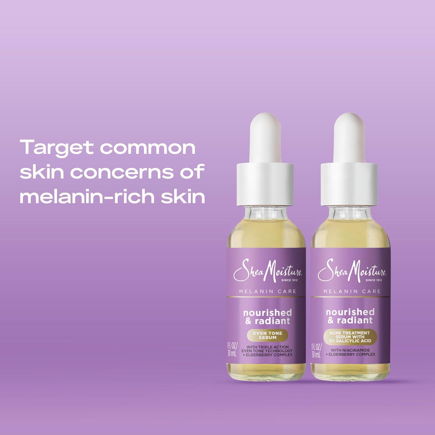 imageSheaMoisture Melanin Care 4in1 Acne Treatment Serum with 2 Salicylic Acid Nourished ampamp Radiant for Calming Hydrating ampamp Treating Acne with Niacinamide Elderberry Complex 1 fl ozEven Tone