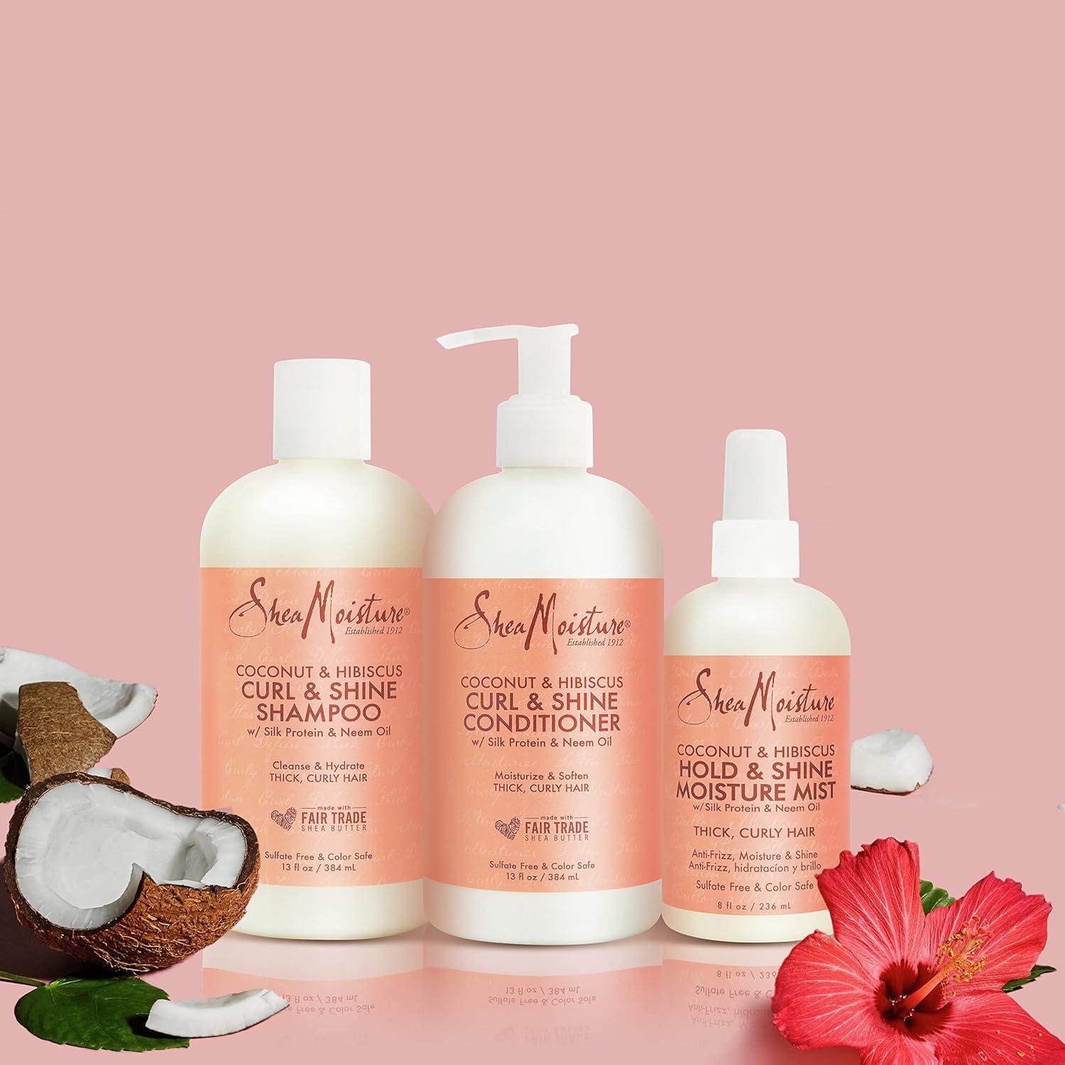imageSheaMoisture Moisturize and Define Shampoo Conditioner and Curl and Shine Mist for Curly Hair Care Coconut and Hibiscus with Shea Butter and Coconut Oil