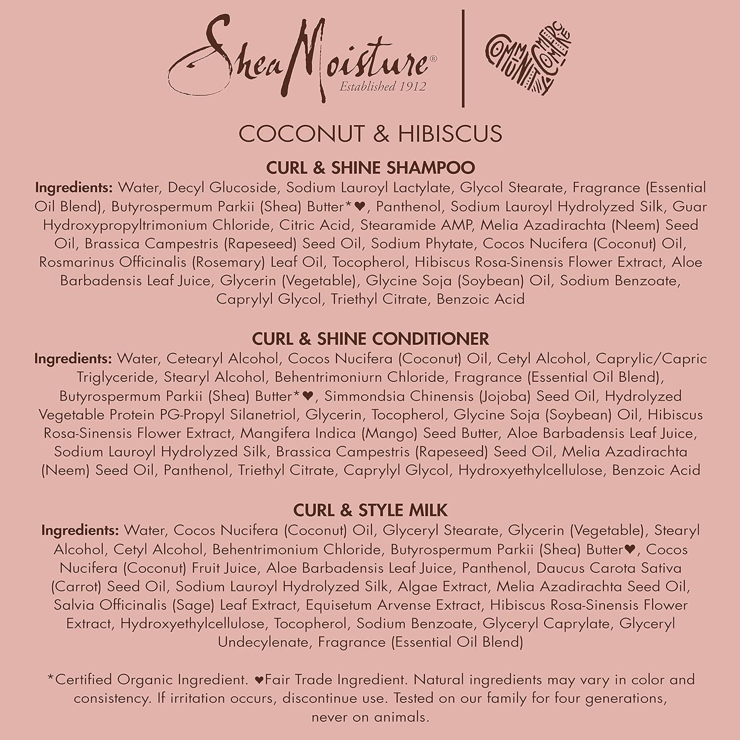 imageSheaMoisture Moisturize and Define Shampoo Conditioner and Styling Milk for Curly Hair Care Coconut and Hibiscus with Shea Butter and Coconut Oil