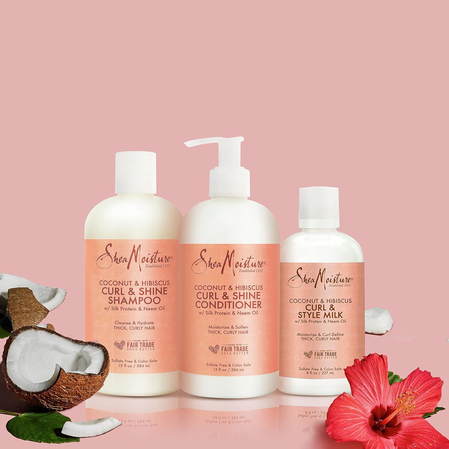 imageSheaMoisture Moisturize and Define Shampoo Conditioner and Styling Milk for Curly Hair Care Coconut and Hibiscus with Shea Butter and Coconut Oil