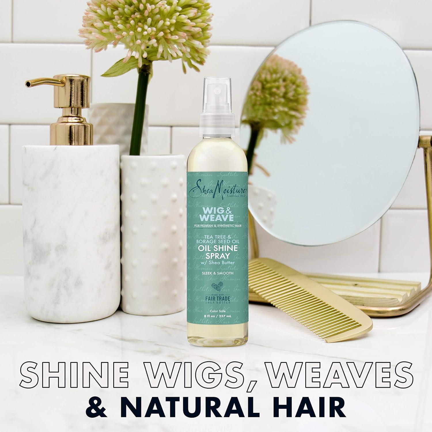 imageSheaMoisture Oil Shine Hair Spray for Wig and Weave Tea Tree and Borage Seed Oil Parabenfree Hair Shine Spray 8 FL Oz8 Fl Oz Pack of 1