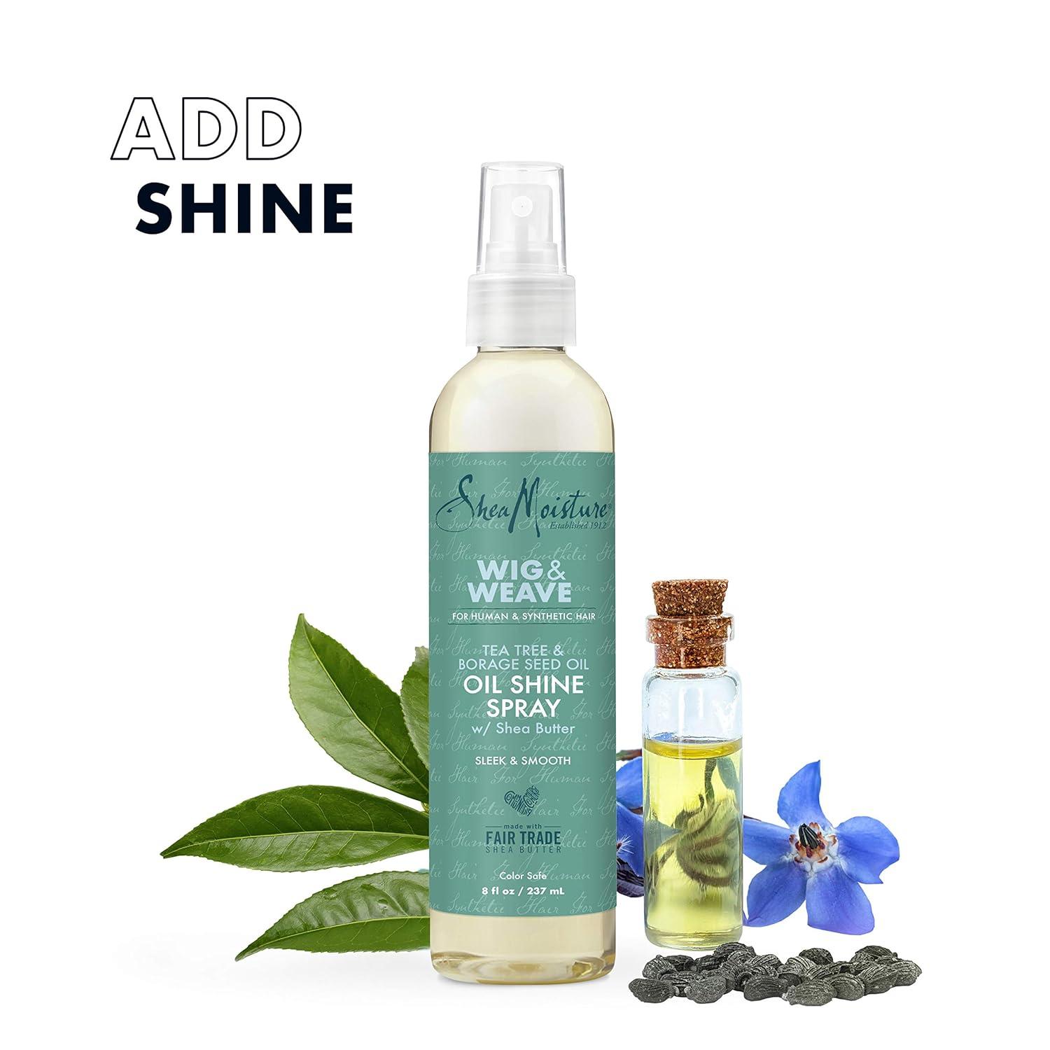 imageSheaMoisture Oil Shine Hair Spray for Wig and Weave Tea Tree and Borage Seed Oil Parabenfree Hair Shine Spray 8 FL Oz8 Fl Oz Pack of 1