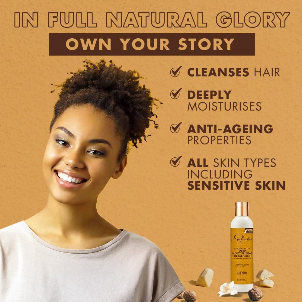 imageSheaMoisture Raw Shea Butter Deep Moisturizing Detangler for Dry Damaged Hair Hair Styling Product Formulated with Sea Kelp and Argan Oil 8 oz