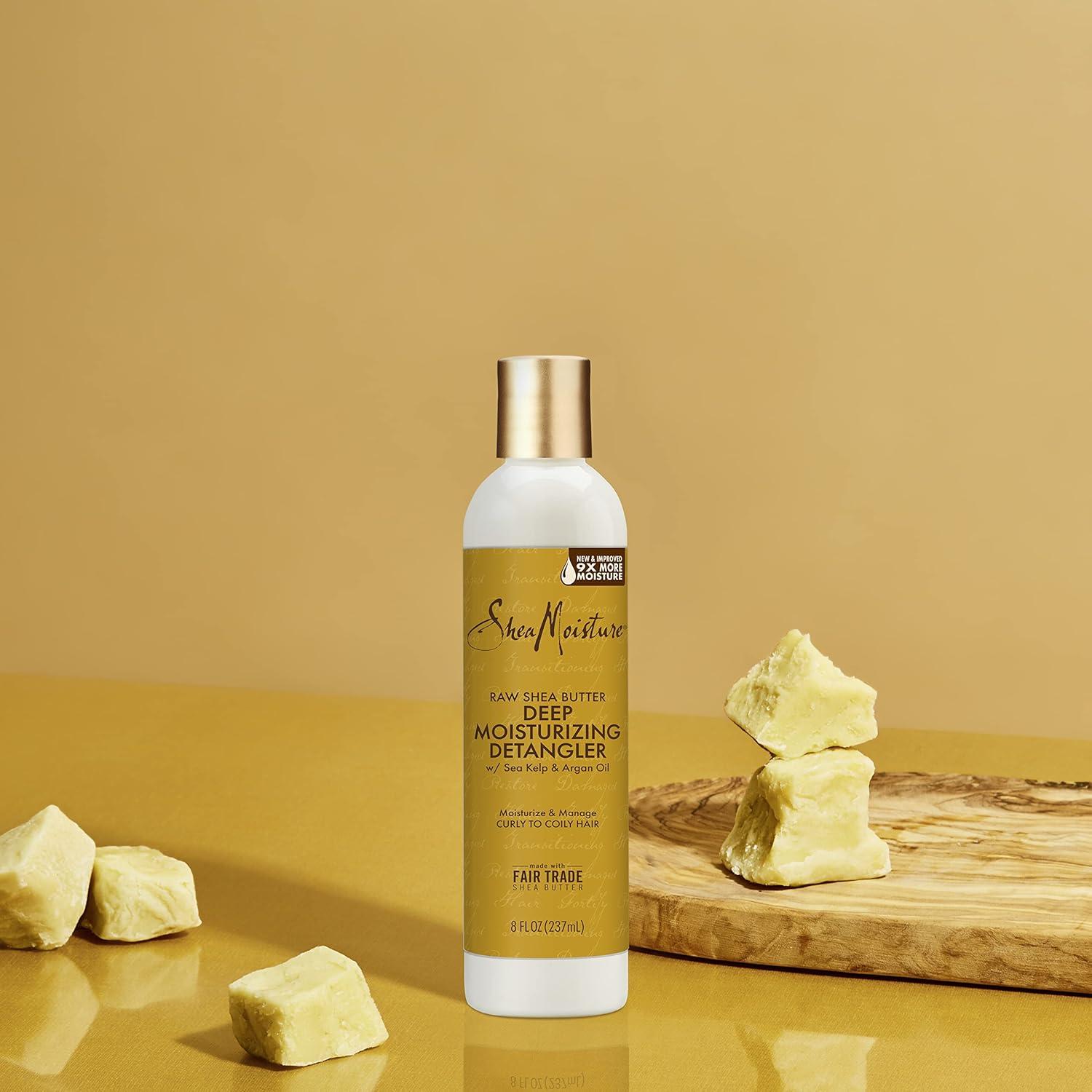 imageSheaMoisture Raw Shea Butter Deep Moisturizing Detangler for Dry Damaged Hair Hair Styling Product Formulated with Sea Kelp and Argan Oil 8 oz