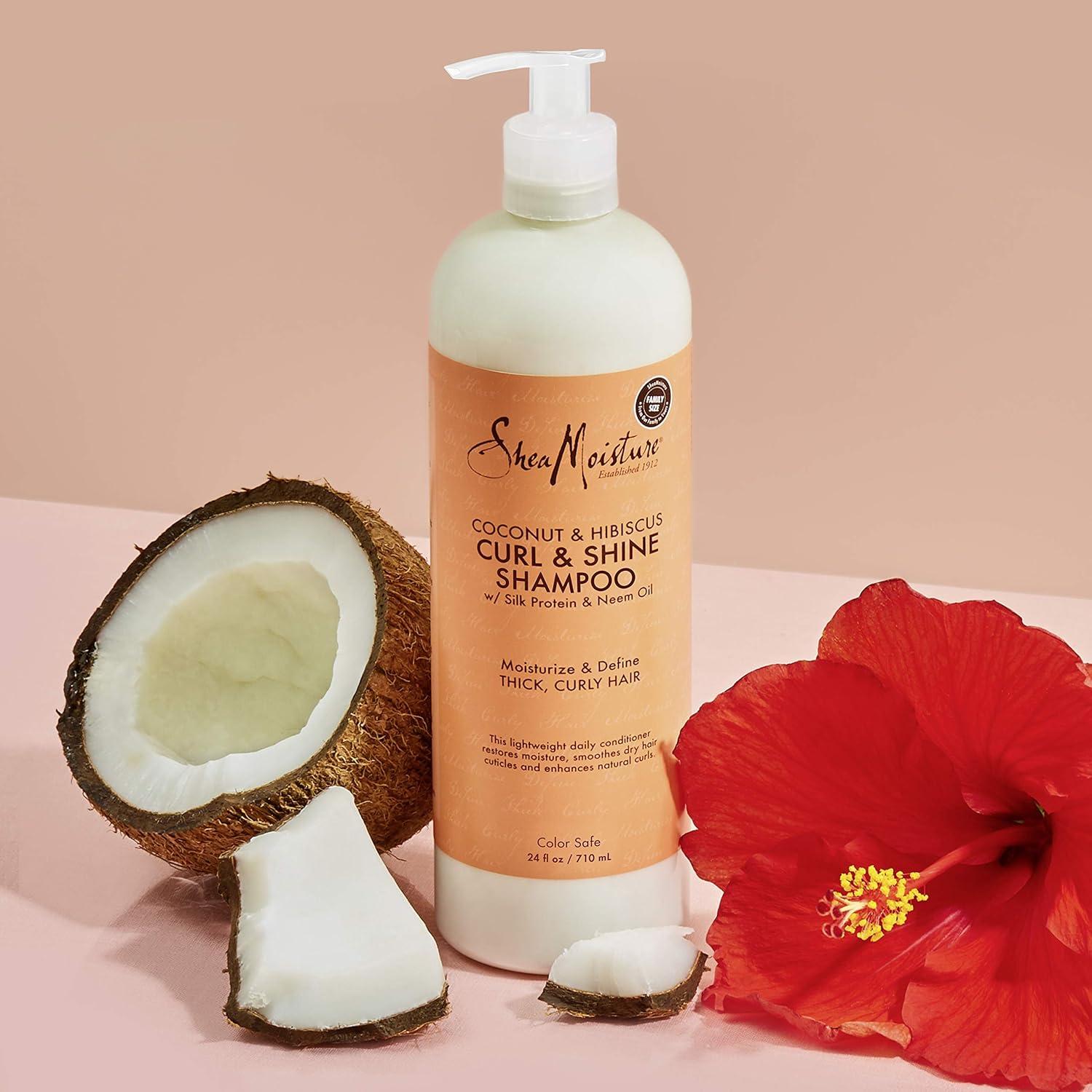 imageSheaMoisture Shampoo Coconut and Hibiscus for Thick Curly Hair to Cleanse ampamp Hydrate 24 oz