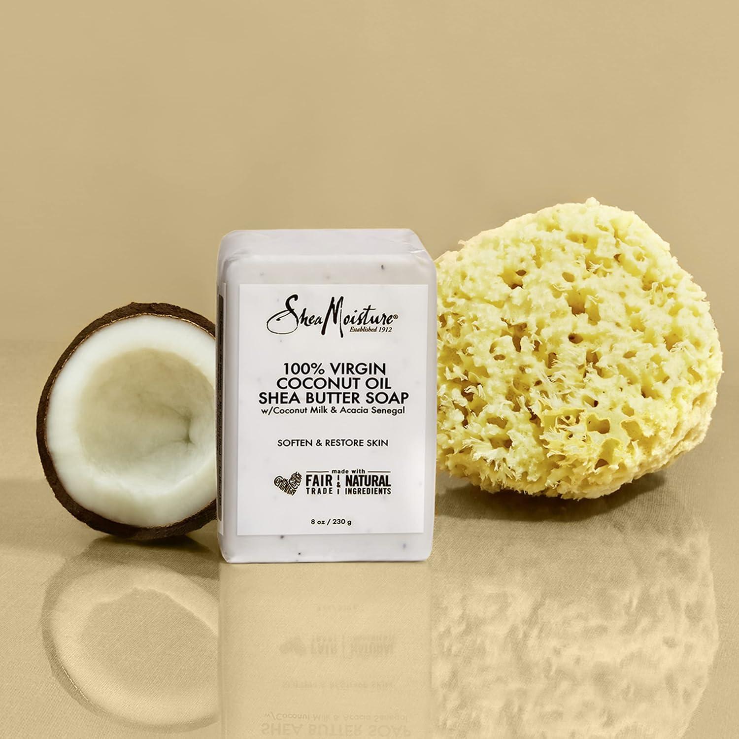 imageSheaMoisture Shea Butter Soap for All Skin Types 100 percent Virgin Coconut Oil Cruelty Free Skin Care 8 oz 4 Count8 Ounce Pack of 4