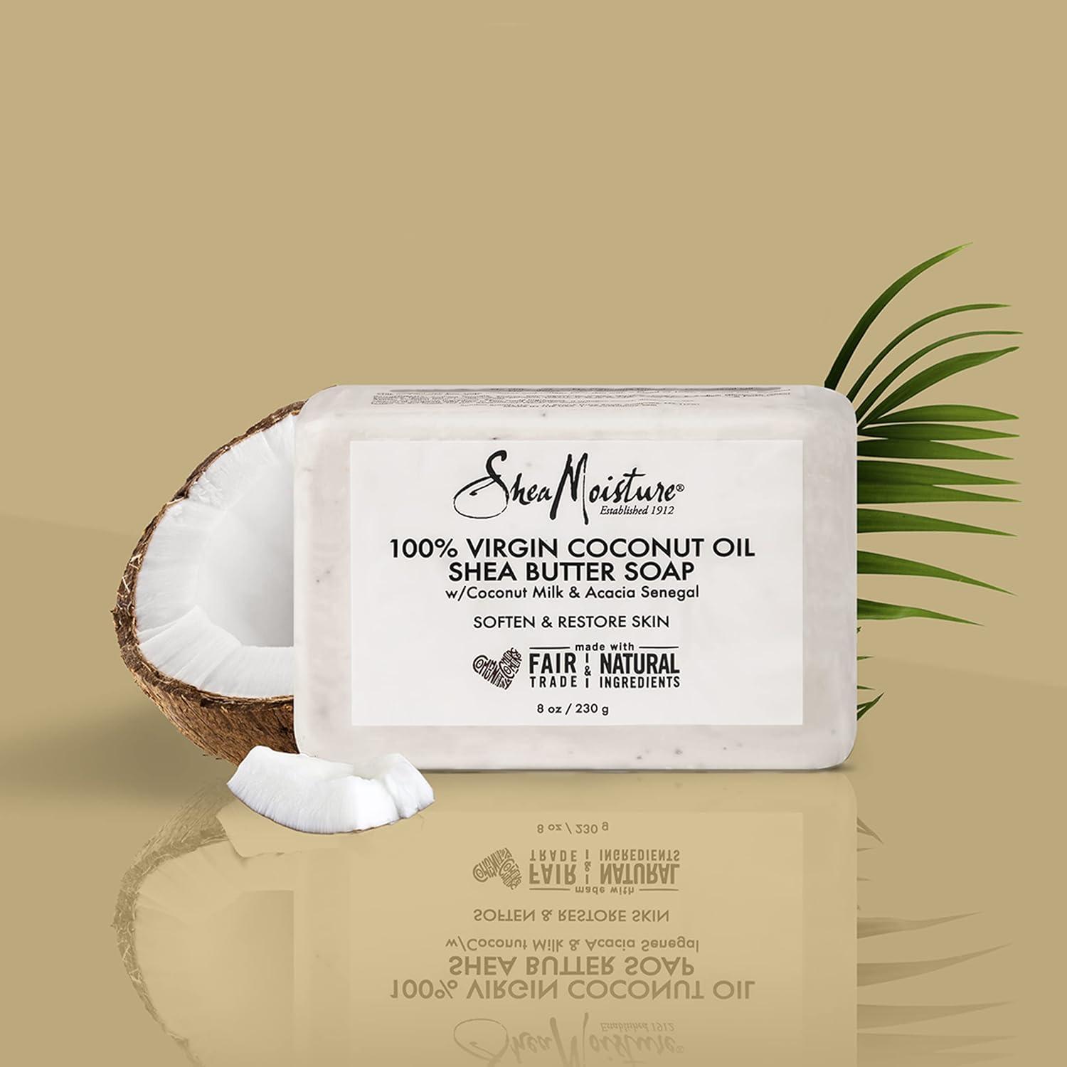 imageSheaMoisture Shea Butter Soap for All Skin Types 100 percent Virgin Coconut Oil Cruelty Free Skin Care 8 oz 4 Count8 Ounce Pack of 4
