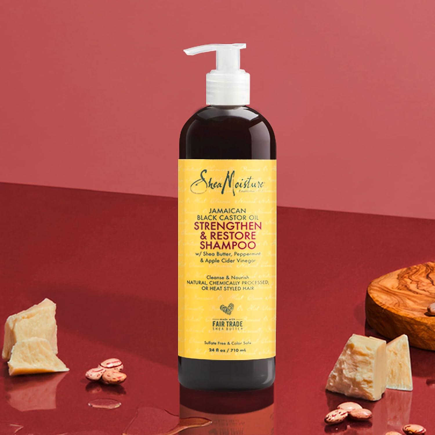 imageSheaMoisture Strengthen and Restore Shampoo for Damaged Hair Strengthen ampamp Grow to Cleanse and Nourish 24 oz24 Fl Oz Pack of 1