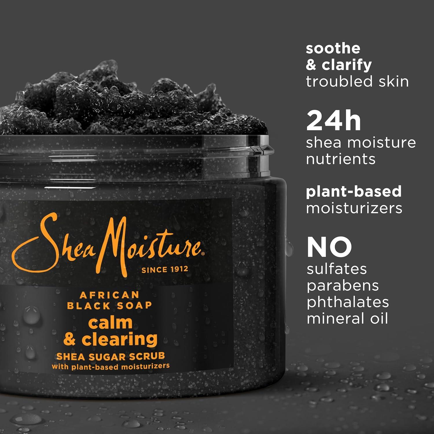 imageSheaMoisture Sugar Body Scrub African Black Soap for healthy glowing skin African black soap with 24h shea moisture nutrients 12 oz
