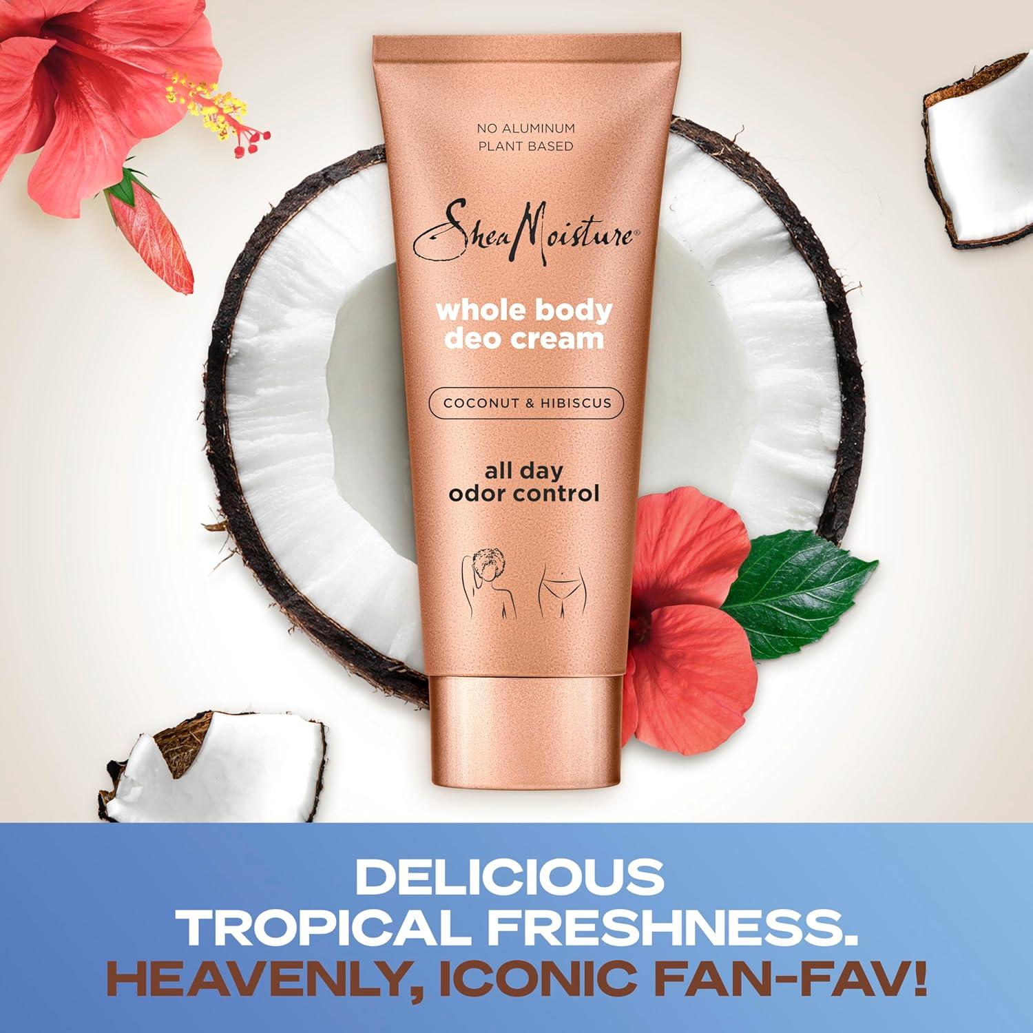 imageSheaMoisture Whole Body Deo Cream Coconut ampamp Hibiscus 3 count for AllDay Odor Control with No Aluminum 25 oz