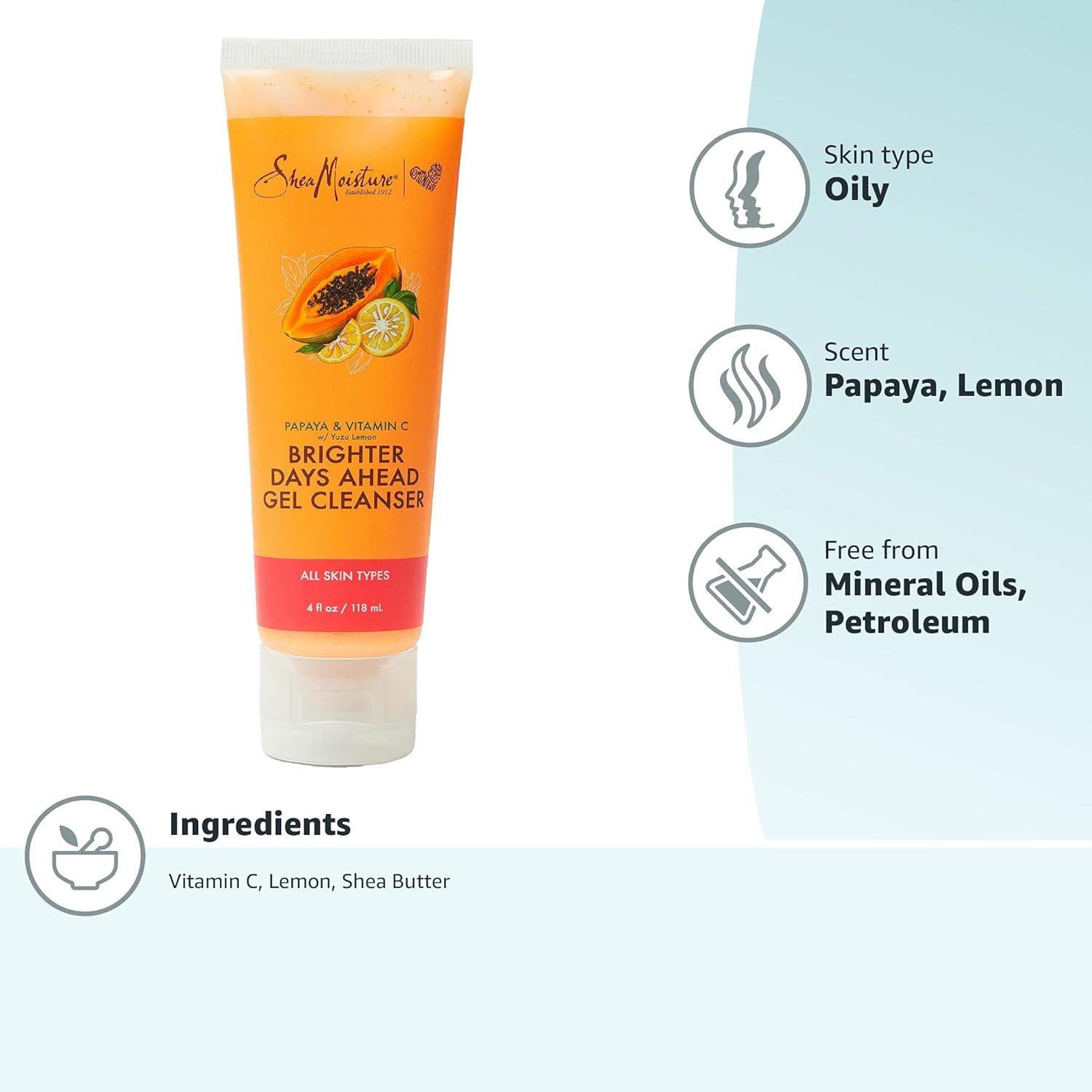 imageSheamoisture Gel Cleanser For Dull Uneven Skin Tone Papaya and Vitamin C Face Cleanser For Uneven Skin Tone 4 oz4 Fl Oz Pack of 1