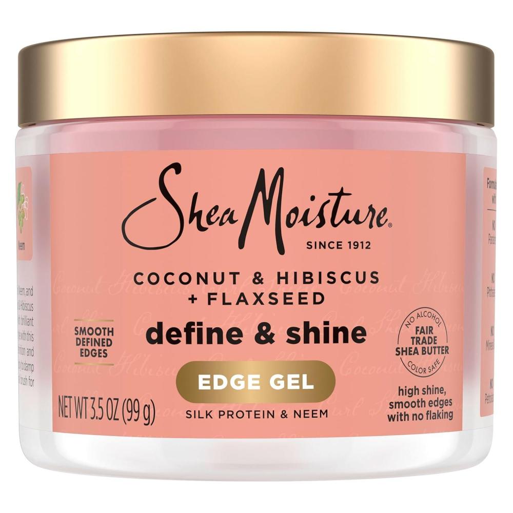 imageShea Moisture Define ampamp Shine Edge Gel  Flaxseed Coconut ampamp Hibiscus Holds and Controls Edges All Day Infused With Glycerin Coconut Oil and an Invigorating Sweet Scent ParabenFree Hair 35 OZ