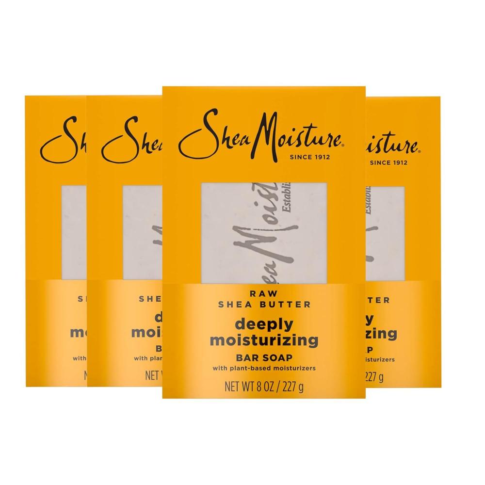 imageSheaMoisture Bar Soap Raw Shea Butter 4 count Moisturize and Restore Dry Skin Deeply Moisturizing bar soap with 24h shea moisture nutrients for Healthy Glowing Skin 8 oz