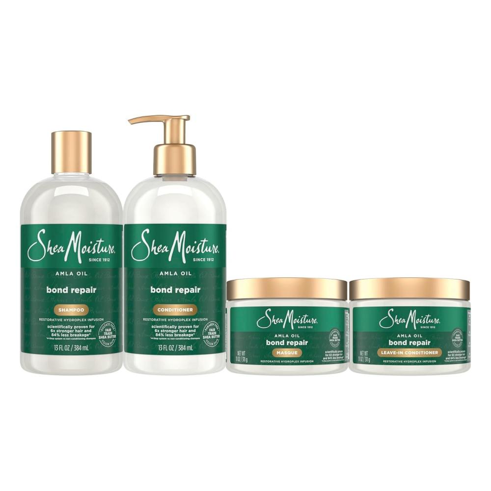 imageSheaMoisture Bond Repair Shampoo Conditioner LeaveIn ampamp Masque 4 Pk Alma Oil to Strengthen Hair with Restorative HydroPlex Infusion