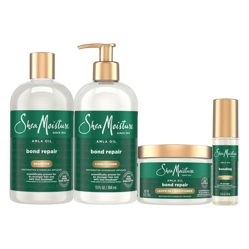 imageSheaMoisture Bond Repair Shampoo Conditioner LeaveIn ampamp Oil 4 Pk Alma Oil to Strengthen Hair with Restorative HydroPlex Infusion