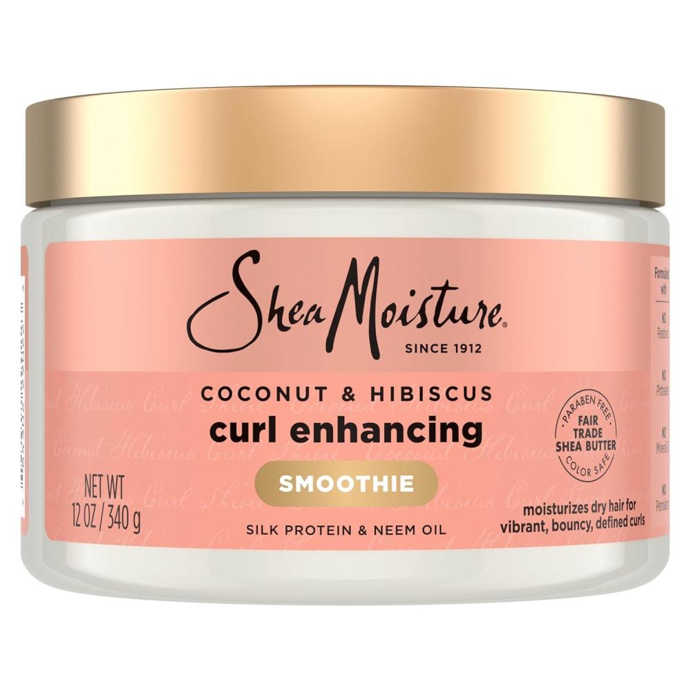 imageSheaMoisture Curl Enhancing Smoothie Hair Cream Coconut and Hibiscus for Thick Curly Hair Sulfate Free and Paraben Free Curl Cream 20 ozCoconut and Hibiscus