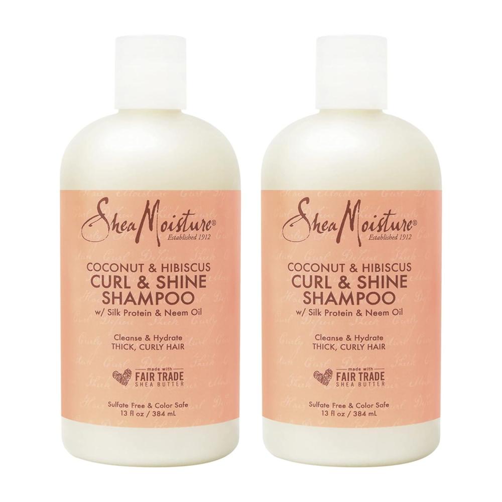 imageSheaMoisture Curl and Shine Coconut Shampoo for Curly Hair Coconut and Hibiscus Paraben Free Shampoo 13 oz 2 Count13 Fl Oz Pack of 2