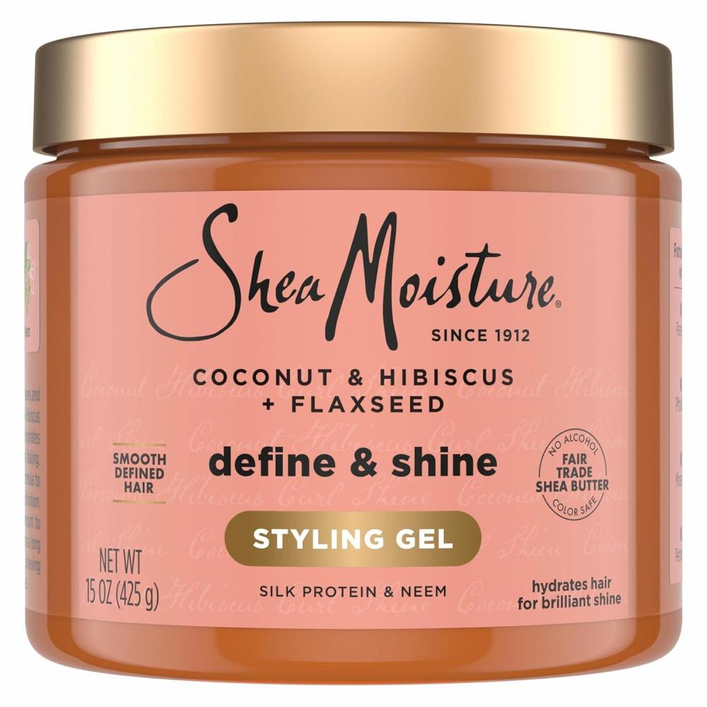 imageSheaMoisture Define ampamp Shine Styling Gel  Flaxseed CoconutampampHibiscus HydratesHolds Your Style All Day Infused With GlycerinCoconut Oil an Invigorating Sweet Scent ParabenFree Frizz Control Gel 15OZ15 Ounce Pack of 1