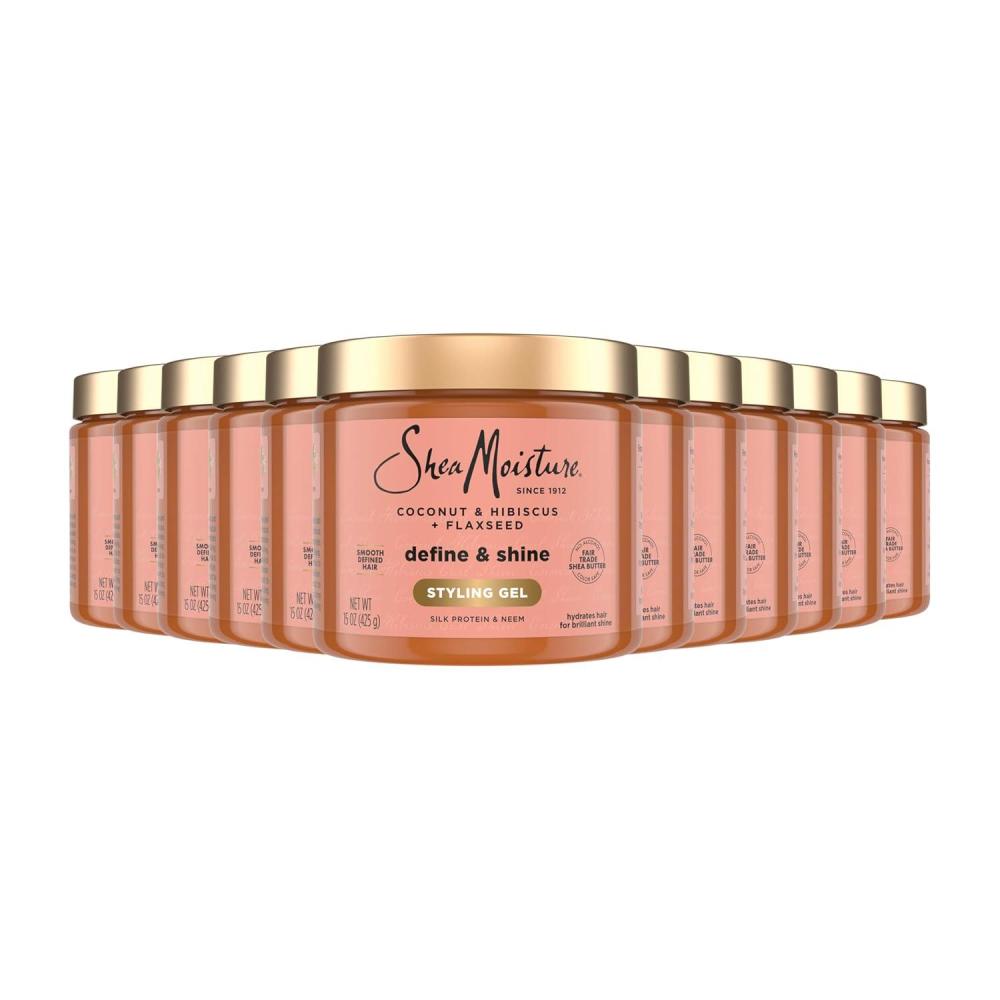 imageSheaMoisture Define ampamp Shine Styling Gel  Flaxseed CoconutampampHibiscus HydratesHolds Your Style All Day Infused With GlycerinCoconut Oil an Invigorating Sweet Scent ParabenFree Frizz Control Gel 15OZ15 Fl Oz Pack of 12