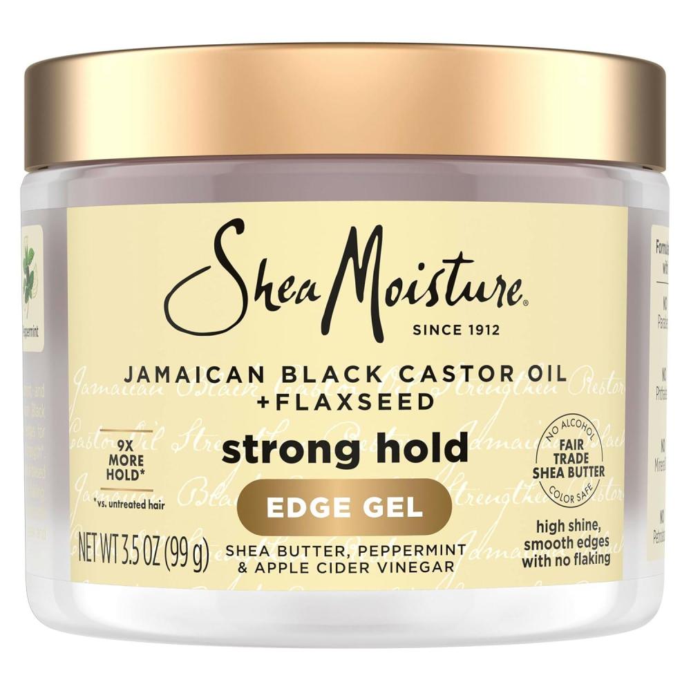 imageSheaMoisture Edge Control Strong Hold GelFlaxseed Jamaican Black Castor Oil Keeps Edges in PlaceNo FlakesInfused With Hydrolyzed Corn StarchGlycerinIndulgent Scent ParabenFree AntiFrizz Gel 35oz35 Ounce Pack of 1