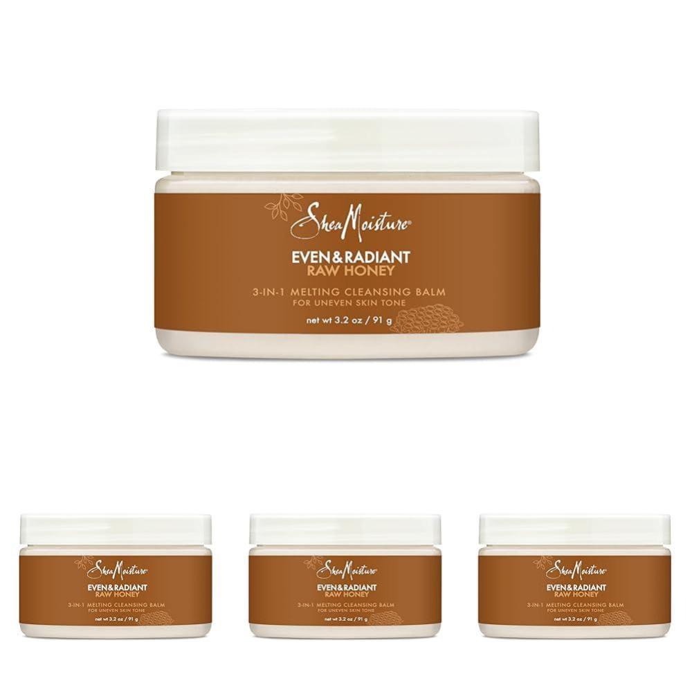 imageSheaMoisture Even and Radiant Face Cleanser For Uneven Skin Tone and Dark Spots 3in1 Cleansing Balm With Raw Honey 32 oz32 Ounce Pack of 4