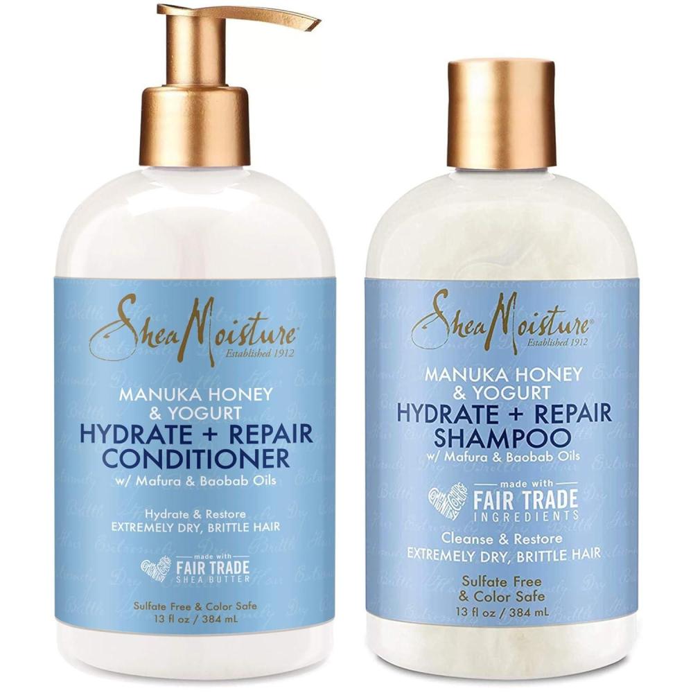 imageSheaMoisture Hydrate ampamp Repair conditioner For Damaged Hair Manuka Honey ampamp Yogurt Shea Butter Shampoo and Conditioner 13 Floz13 Fl Oz Pack of 2