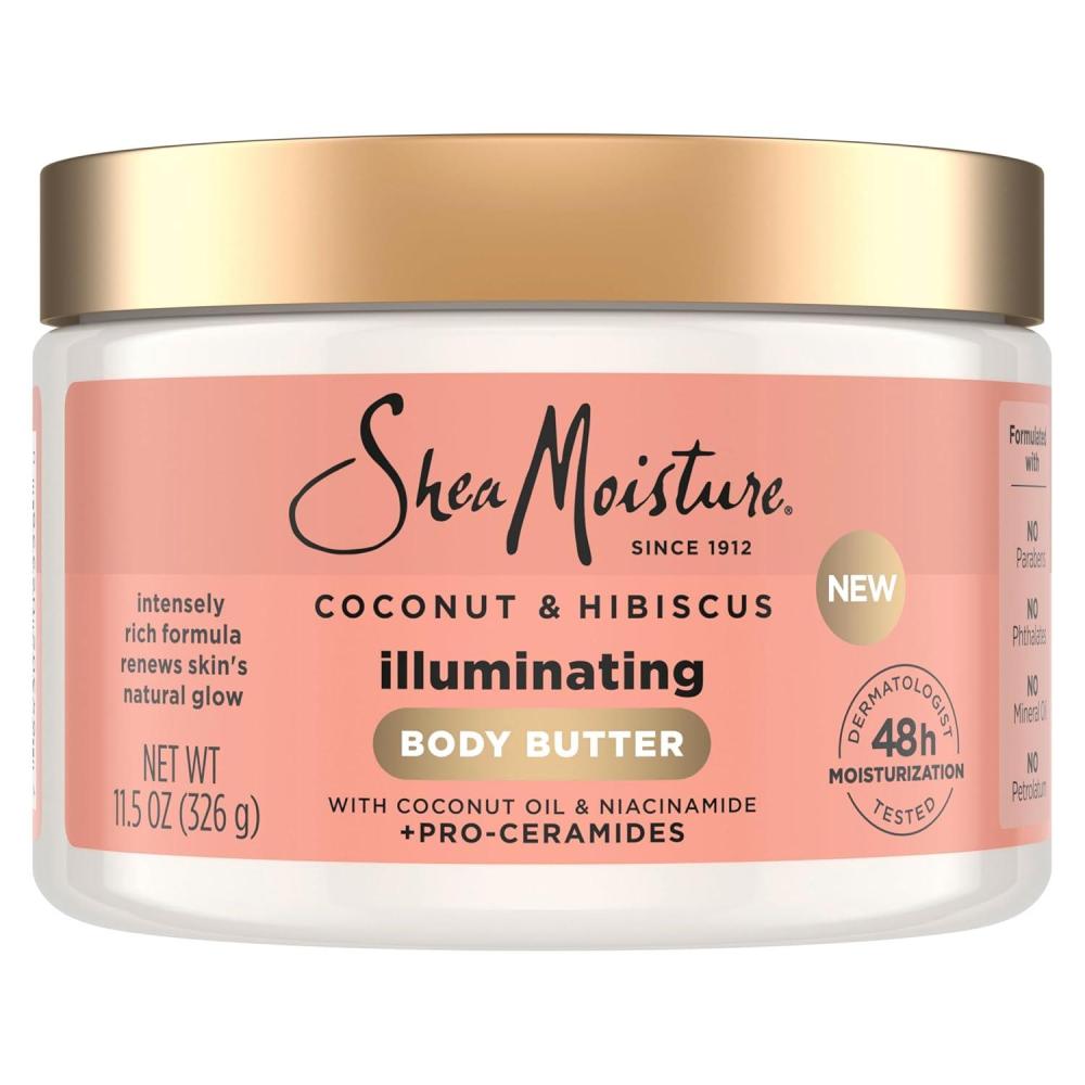 imageSheaMoisture Illuminating Body Butter with Coconut ampamp Hibiscus Niacinamide and ProCeramides Renewing Skins Natural Glow 48H Moisturizing 115 oz