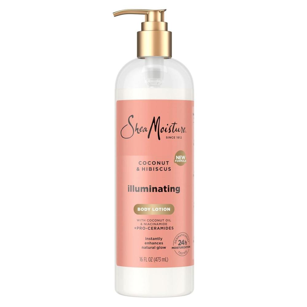 imageSheaMoisture Illuminating Body Lotion with Coconut Oil Hibiscus Niacinamide and ProCeramides Instantly Enhancing Skins Natural Glow 24H Moisturizing 16 oz
