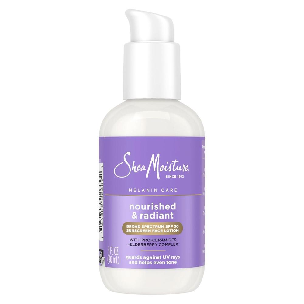 imageSheaMoisture Melanin Care Broad Spectrum SPF 30 Sunscreen Face Lotion Nourished ampamp Radiant for Protection Against UV Rays ampamp Even Tone with ProCeramides Elderberry Complex 3 oz