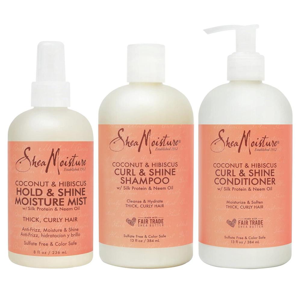 imageSheaMoisture Moisturize and Define Shampoo Conditioner and Curl and Shine Mist for Curly Hair Care Coconut and Hibiscus with Shea Butter and Coconut Oil