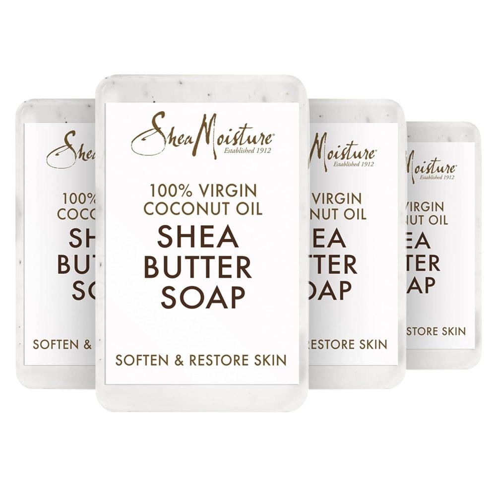imageSheaMoisture Shea Butter Soap for All Skin Types 100 percent Virgin Coconut Oil Cruelty Free Skin Care 8 oz 4 Count8 Ounce Pack of 4