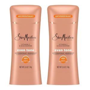 SheaMoisture Antiperspirant Deodorant Stick Even Tone Vitamin C & Niacinamide 2 Count for 48HR Sweat & Odor Protection with No Parabens & No Mineral Oil 2.6 oz