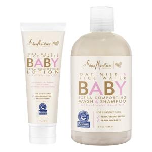 SheaMoisture Baby Wash and Shampoo 21 oz 2 Count – Oat Milk and Rice Water Care with Shea Butter for Sensitive and Dry Skin, Hypoallergenic, Sulfate and Paraben Free, Fragrance Free