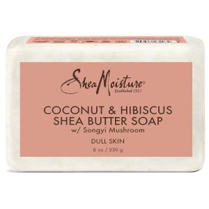 SheaMoisture Bar Soap 6 Count for Troubled Skin African Black Soap Cleanser with Shea Butter 8 oz(coconut and hibiscus)