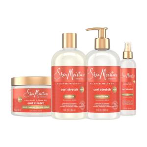 SheaMoisture Curl Stretch Shampoo, Conditioner, Volume Cream, and Refresher Spray with Kalahari Melon Oil and Hyaluronic Serum – Hydrates, Repairs Breakage, Detangles, Minimizes Shrinkage, 4 Pack