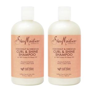 SheaMoisture Curl and Shine Coconut Shampoo for Curly Hair Coconut and Hibiscus Paraben Free Shampoo 13 oz 2 Count(13 Fl Oz (Pack of 2))