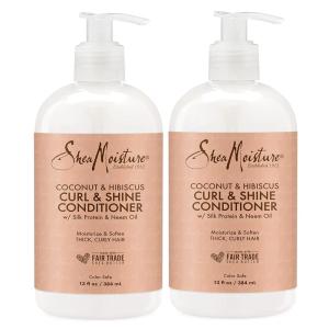 SheaMoisture Curl and Shine Conditioner For Thick, Curly Hair Coconut and Hibiscus Sulfate Free, 13 Fl Oz (Pack of 2)(13 Fl Oz (Pack of 2))
