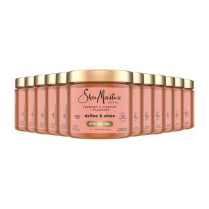 SheaMoisture Define & Shine Styling Gel + Flaxseed Coconut&Hibiscus Hydrates,Holds Your Style All Day Infused With Glycerin,Coconut Oil an Invigorating Sweet Scent ParabenFree Frizz Control Gel 15OZ(15 Fl Oz (Pack of 12))