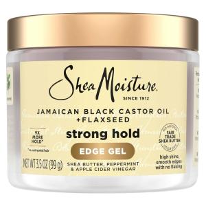 SheaMoisture Edge Control Strong Hold Gel+Flaxseed Jamaican Black Castor Oil Keeps Edges in Place,No Flakes,Infused With Hydrolyzed Corn Starch,Glycerin,Indulgent Scent ParabenFree AntiFrizz Gel 3.5oz(3.5 Ounce (Pack of 1))