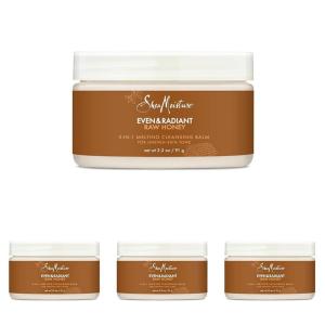 SheaMoisture Even and Radiant Face Cleanser For Uneven Skin Tone and Dark Spots 3-in-1 Cleansing Balm With Raw Honey 3.2 oz(3.2 Ounce (Pack of 4))