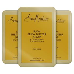 SheaMoisture Face and Body Bar Soap for Dry Skin with Paraben Free, Raw Shea Butter, Myrhh, 8 Ounce, (Pack of 3)(Frankincense)