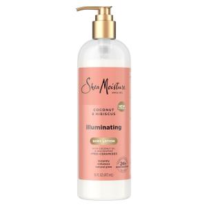 SheaMoisture Illuminating Body Lotion with Coconut Oil, Hibiscus, Niacinamide and Pro-Ceramides, Instantly Enhancing Skin’s Natural Glow, 24H Moisturizing 16 oz
