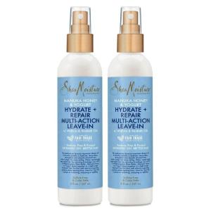 SheaMoisture Leave-In Conditioner Spray 2-Pack – Manuka Honey & Yogurt Hydrate + Repair Multi-Action Hair Repair Treatment for Dry, Frizzy Hair, Premium Gift Set, 8 Oz Ea