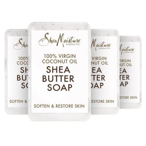 SheaMoisture Shea Butter Soap for All Skin Types 100 percent Virgin Coconut Oil Cruelty Free Skin Care 8 oz 4 Count(8 Ounce (Pack of 4))